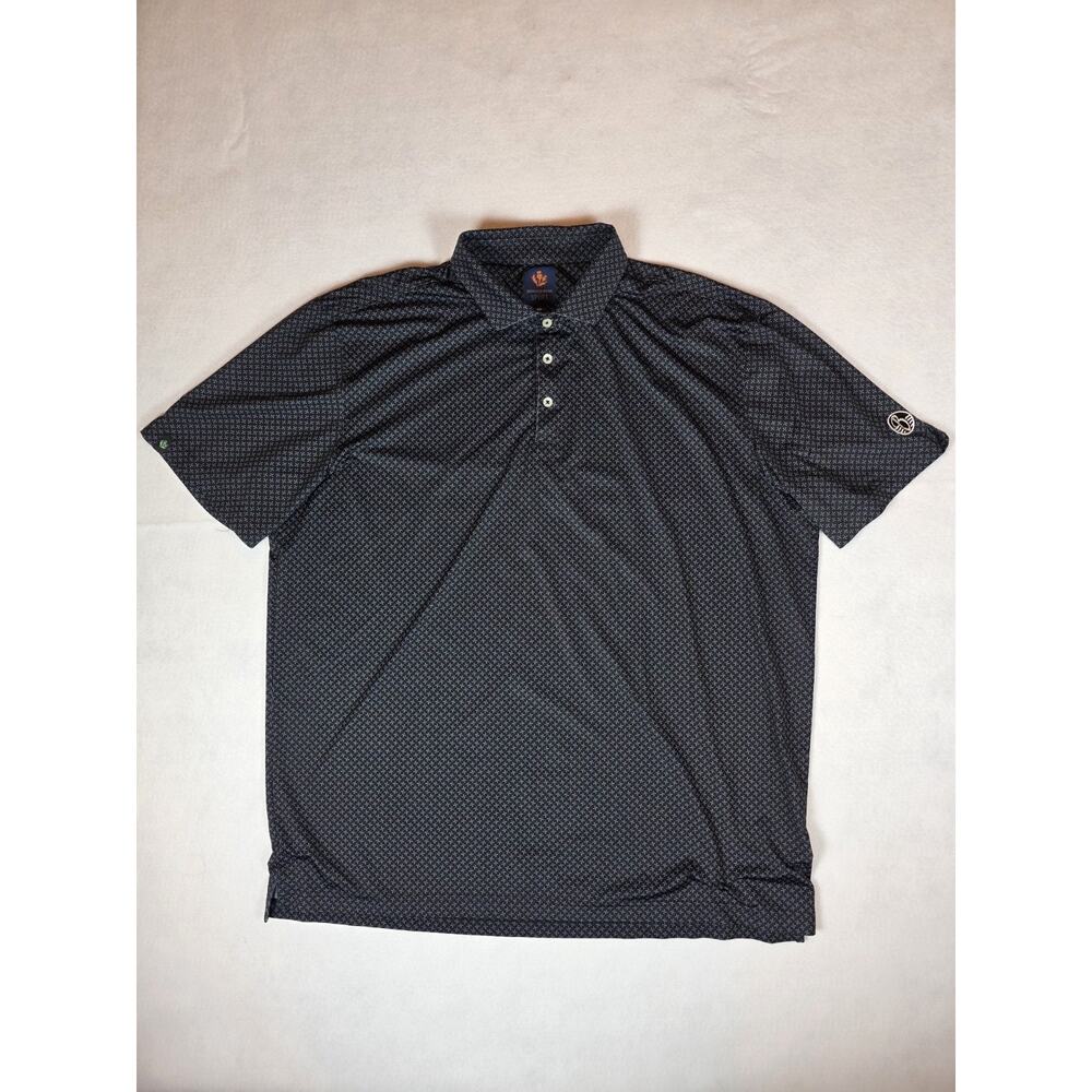Donald Ross Polo Shirt Mens Black Print Performance Sport Size 2XL